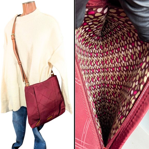 Vera Bradley Maroon Nylon Preppy Poly Molly Slim Crossbody Purse - Picture 8 of 8